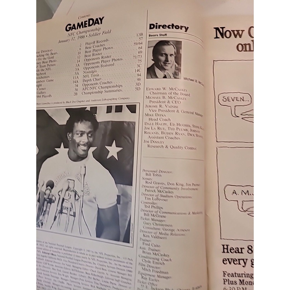 1986 CHICAGO‎ BEARS vs LOS ANGELES Rams NFC Championship Program SOLDIER FIELD - Picture 10 of 10